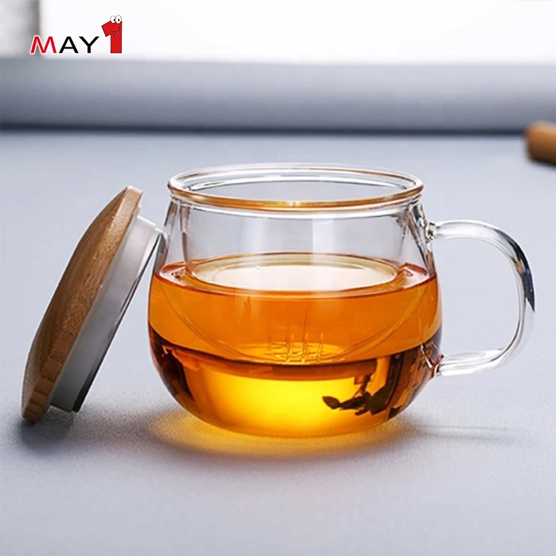 bpa free borosilicate thermo glass with infuser tea cup