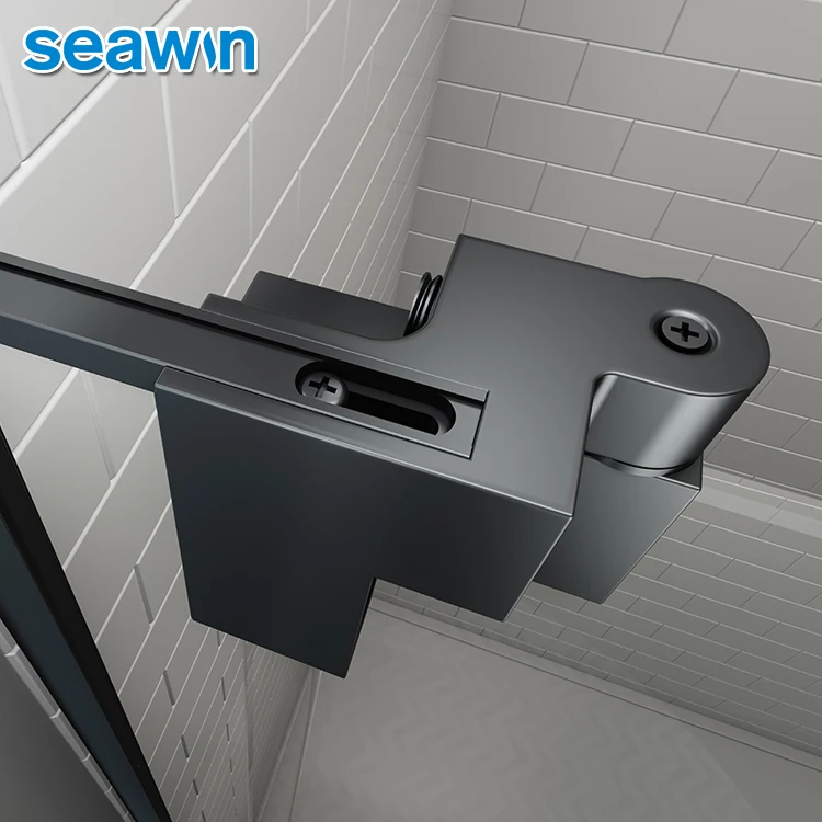 Seawin Black Hinge Rollers Wheels Swing Glass Enclosure Cabin Shower Room Door For Bathroom