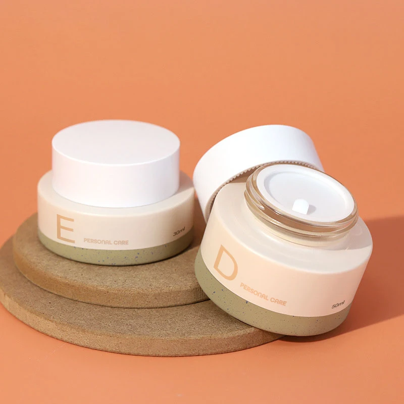 High Quality Best Price 30Ml Skincare Stone Technology Bottles Packaging Luxury Serum Silver Pump Bottle 50g Glass Cosmetic Jar