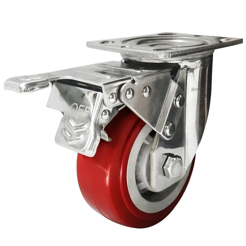 
Swivel red rubber casters 4