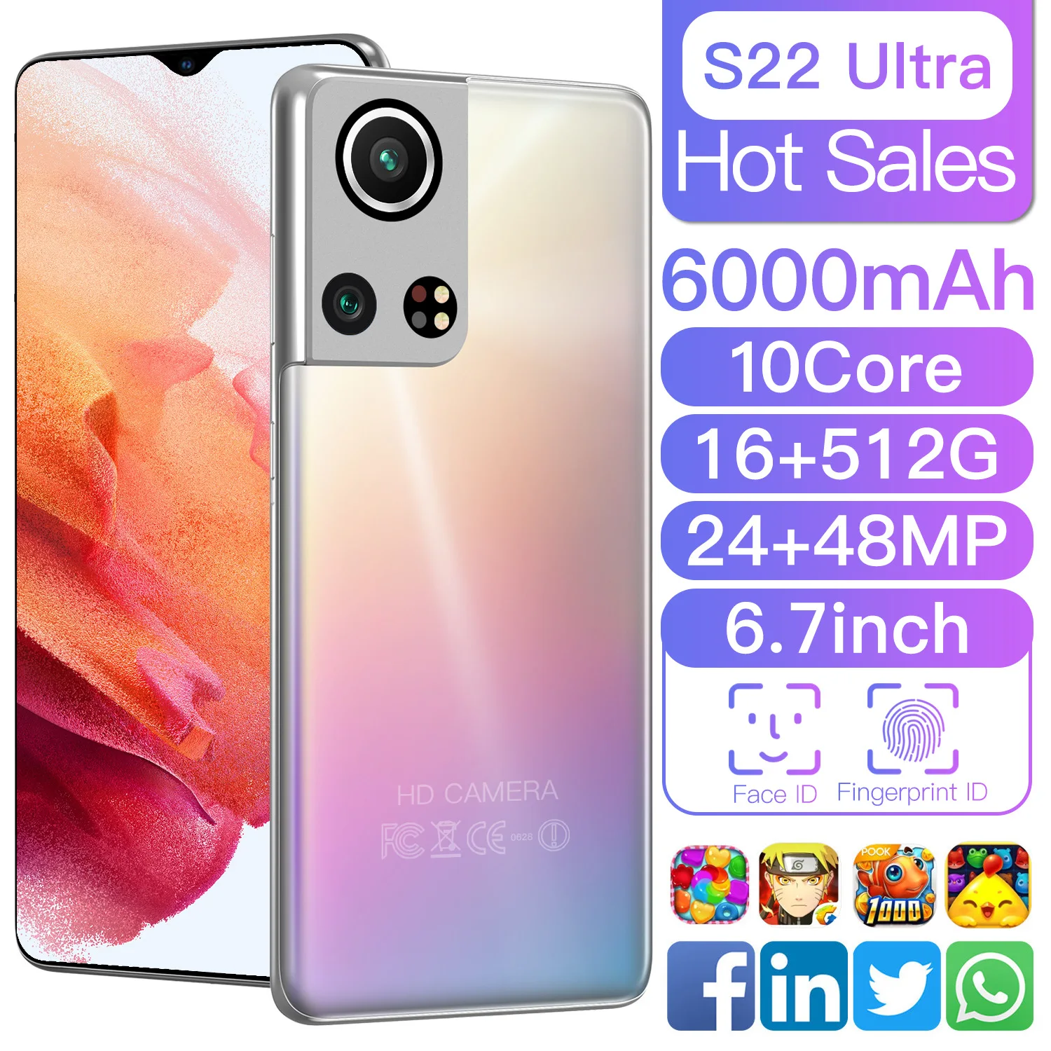 Оригинальный S22 ультра смартфон разблокированный 16 гб + 512 6 7 дюйма OLED экран две SIM-карты мобильные телефоны Ultra HD Android 11 телефон