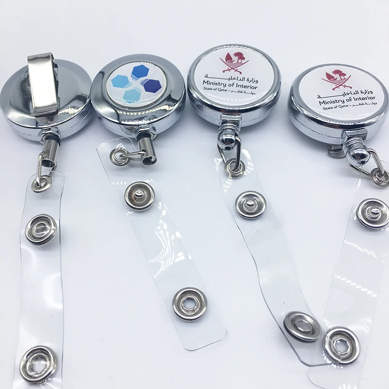 Wholesale round Plastic Yoyo Key Holder Sublimation Retractable Badge Reel with Metal Alligator Clip