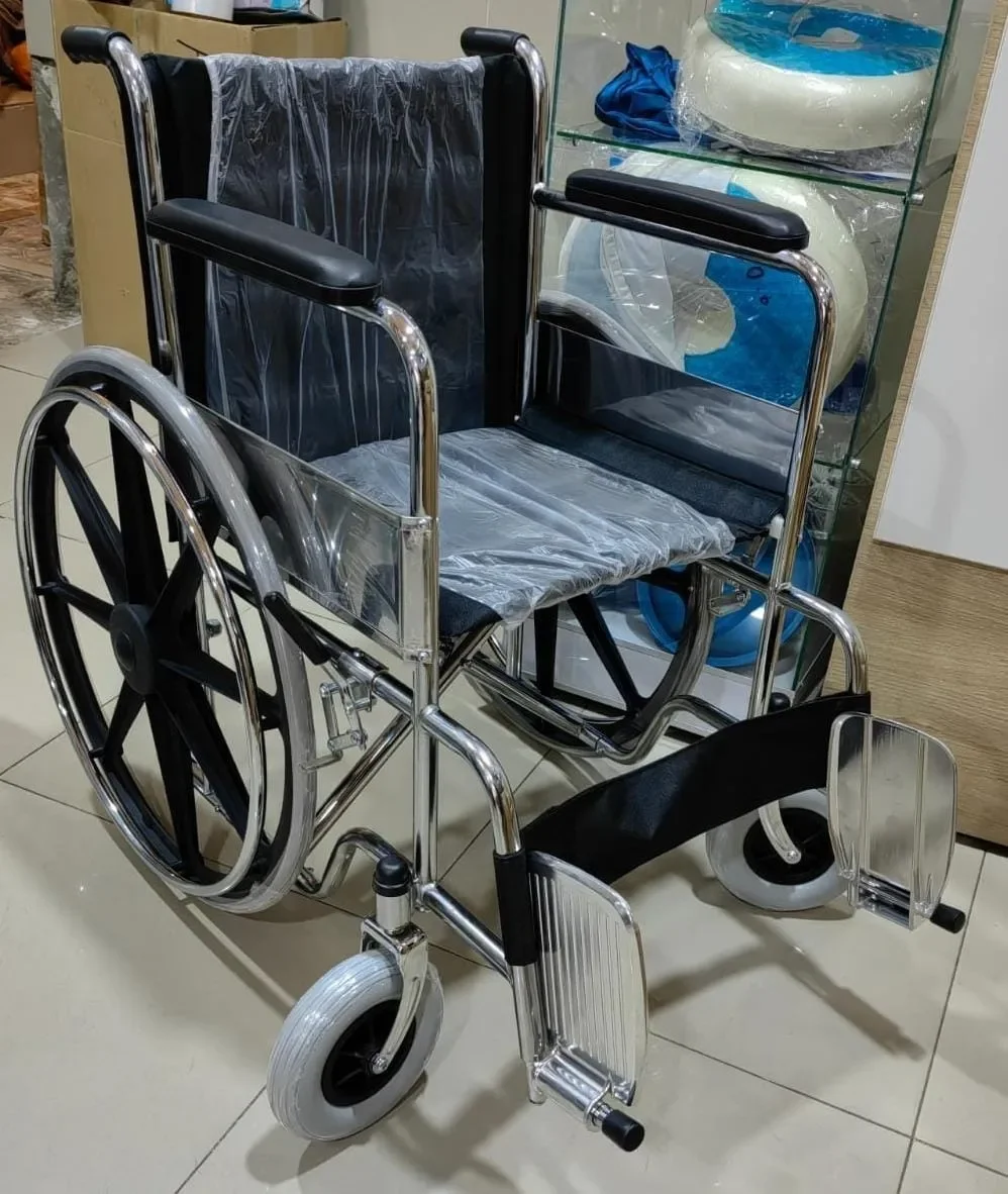 Cheap Transit Steel Wheelchair with Chromed Steel Frame with price list
