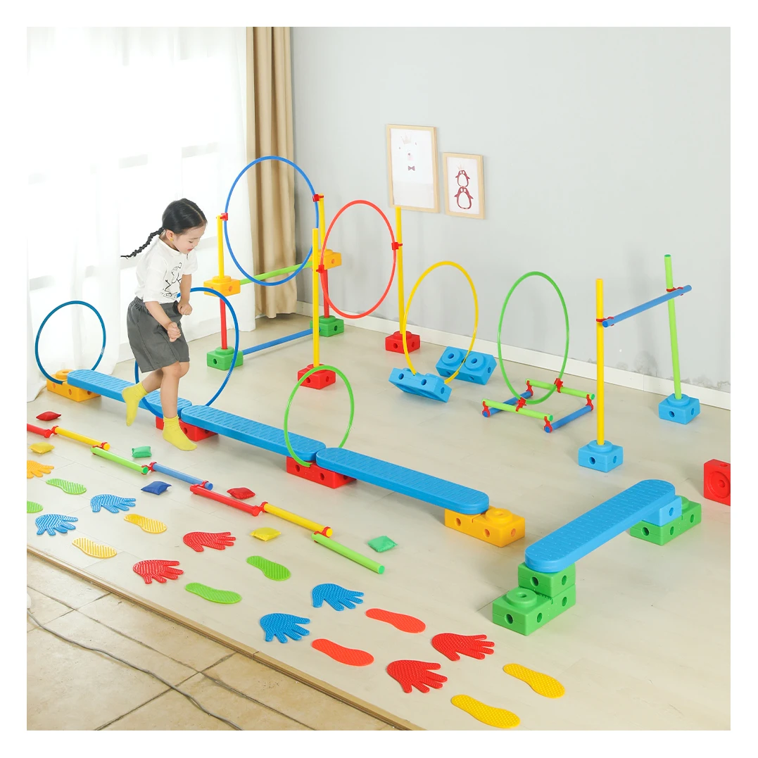 114PCS Children Cone Vestibular Training Combined Balance Bridge Hurdle Drilling Vientiane Combination Portable Soccer Cones