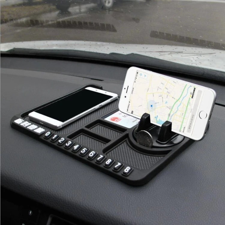 Multi-function car mobile phone bracket car non-slip pad bracket storage pad temporary parking number plate bracket