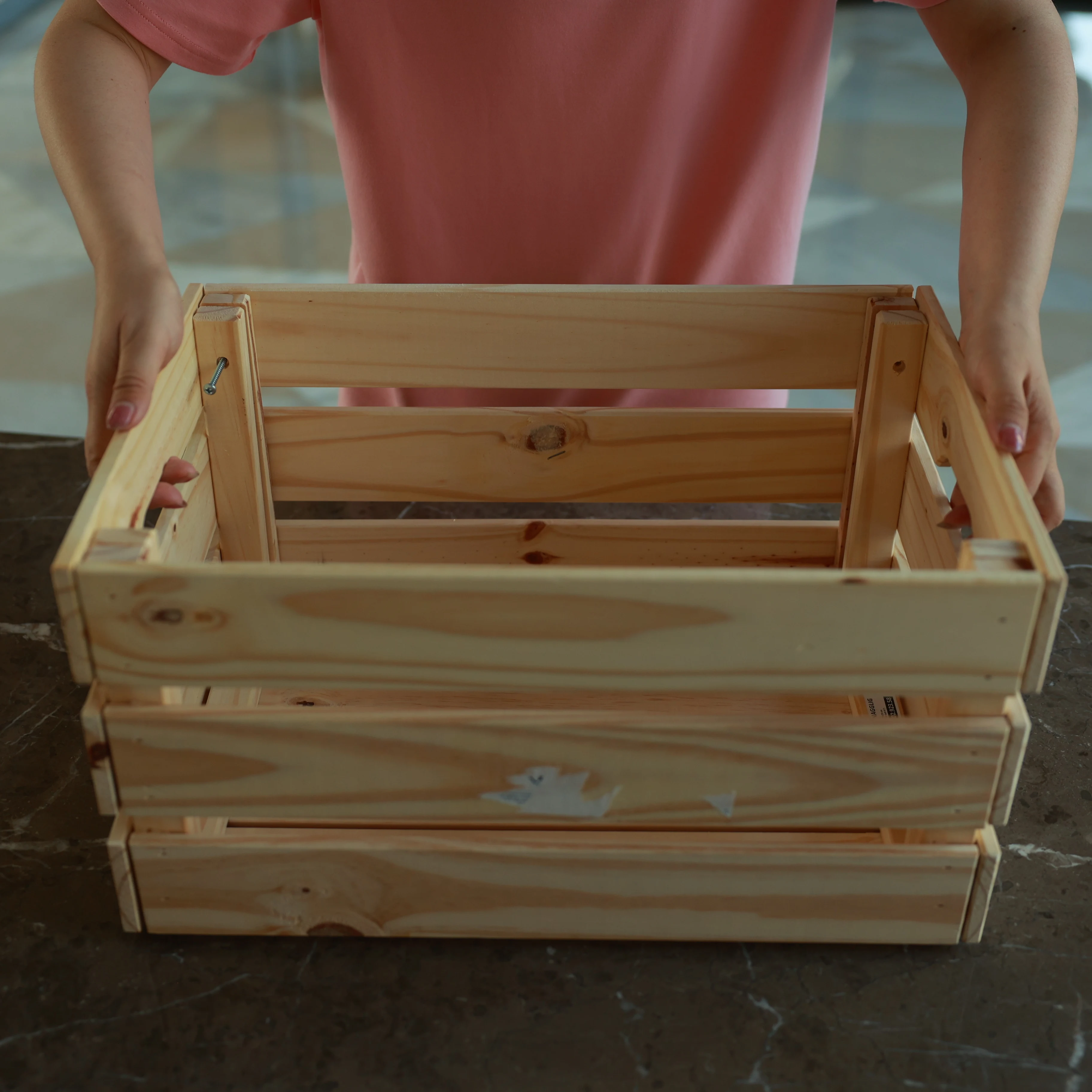 New Additions  space -saving storage Solid wooden storage box kitchen  storage basket