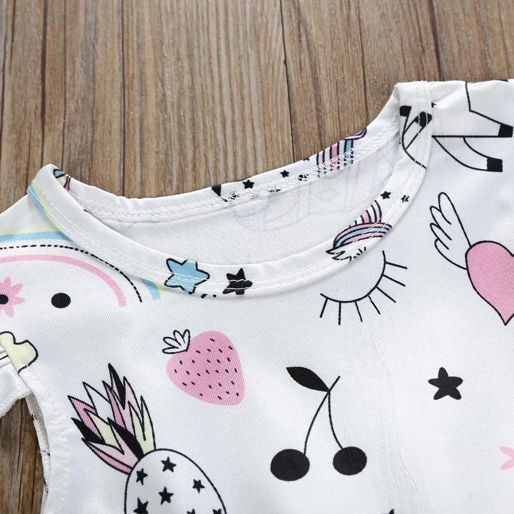 Nifty Unicorn Figures Baby Jumpsuit Girls Party Dress Pettiskirt Princess Wedding Children Clothes Set