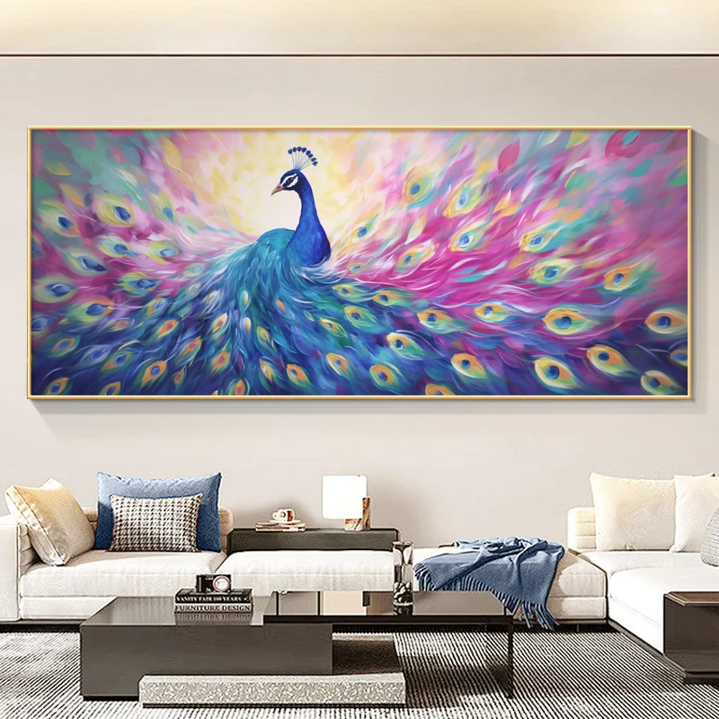 Peacock Living Room Decorative Painting Oil Painting Premium Texture Wealthy Sofa Background Hanging Painting