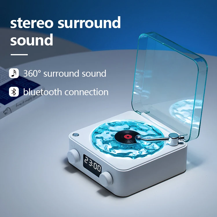 Retro Digital HiFi Speaker Alarm Clock Blue tooth CD Player Portable Color Light Desktop Alarm Clock Speaker Household