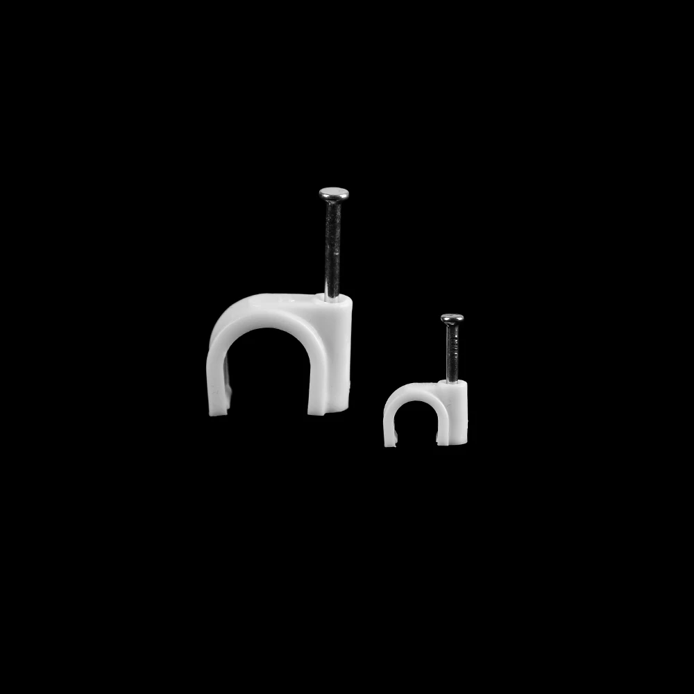 Plastic Circle Round C Shape Electrical Wire Cable Management Clips With Nail