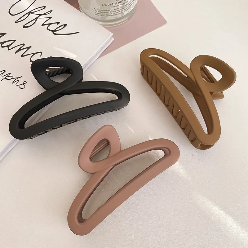 Korean Simple Frosted Hair Claw Women Versatile White Hair Shark Clips Large Back of Headband Hair Gripper Accessories For Girls