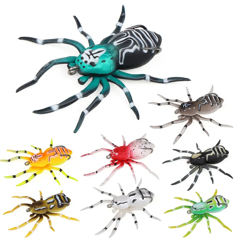 W.P.E Hot Selling 7.5cm 7.6g 8colors Floating Spider Lures Artificial Soft Rubber Fishing Baits Fishing Lures