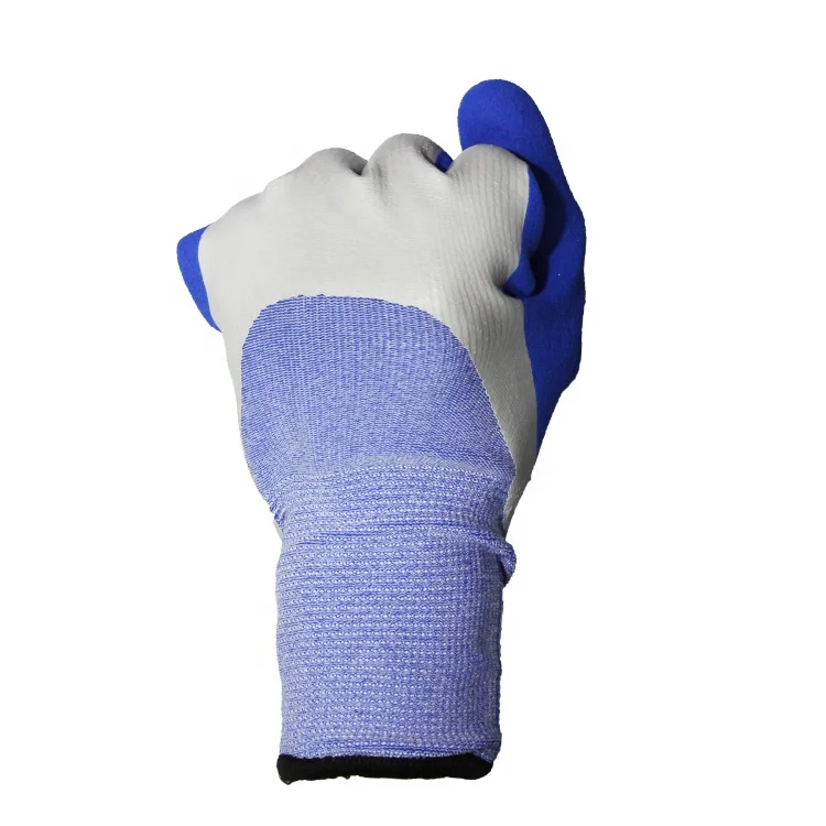 Polyester and Spandex 3/4 Dipped with Sandy Latex Palm Winter Thermal Work Gloves for Cold with Acrylic Liner