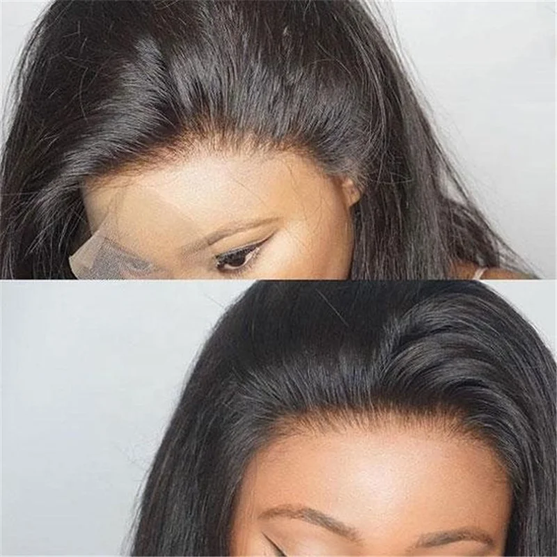 
Natural Black Silky Straight Brazilian Hair Transparent Swiss Lace Front Wigs 100% Virgin Human Hair Wigs 