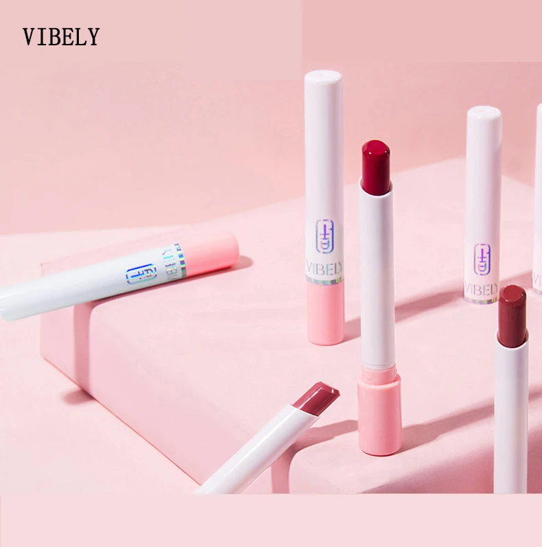 VIBELY Unique Design Lip Makeup Waterproof Long Lasting Colorful Smoke Tube Matte Single Lipstick