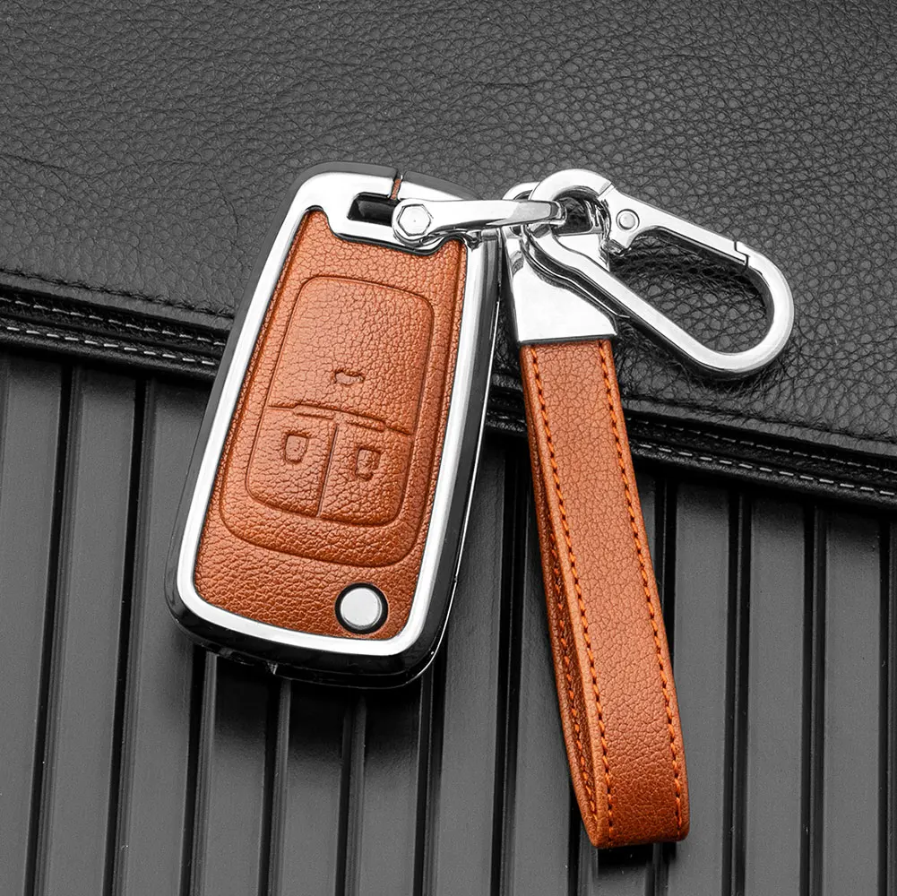 Metal key fob case cover fit for Chevy Chevrolet Camaro Cruze Impala Equinox Volt Spark Sonic Folding Flip Remote key