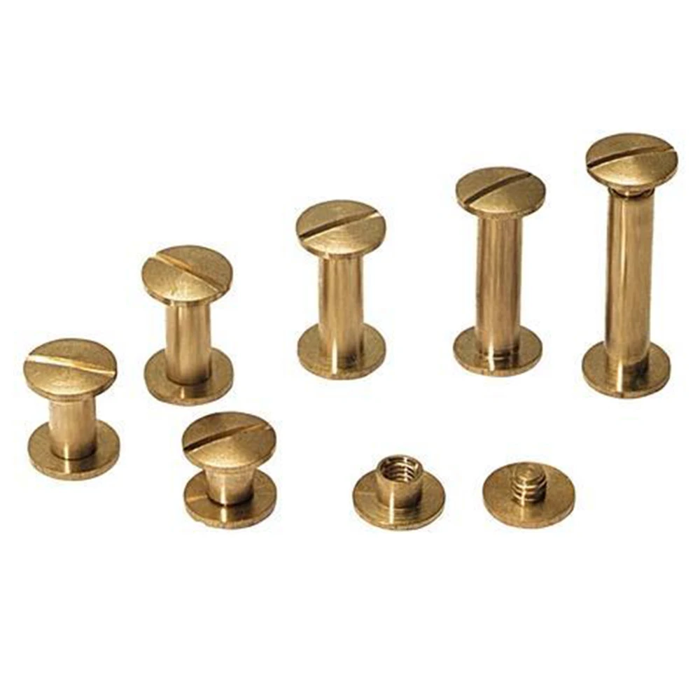 Slotted Chicago Screw Rivet M3 Plastic Male Female Screw Brass Slotted Chicago Book Bindi Belt Screw