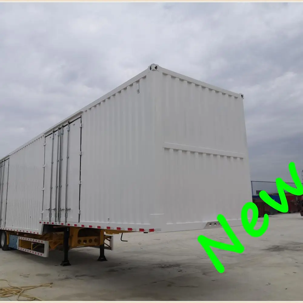 OYJD Trailers new Transnational transport 40ft flatbed trailer van cargo box with 3 brand axles skeleton Chassis