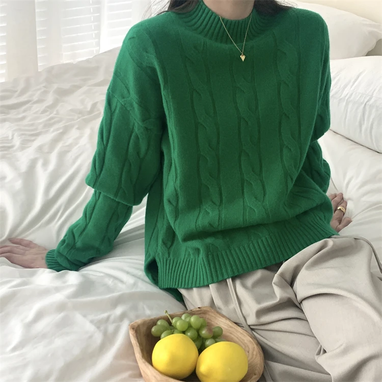 2024 winter Woolen womens cardigan Round Neck Custom Sweater womens sweater crew neck
