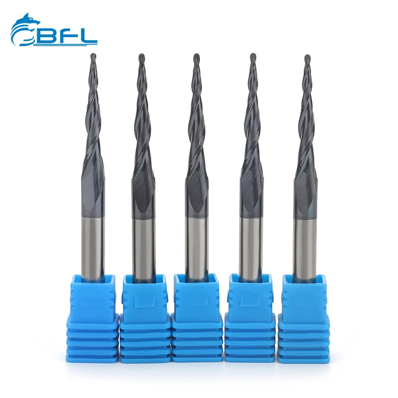 BFL Solid Carbide 2 Flute Taper Ball Nose CNC Long Router tapered ball nose end mill Milling Bits