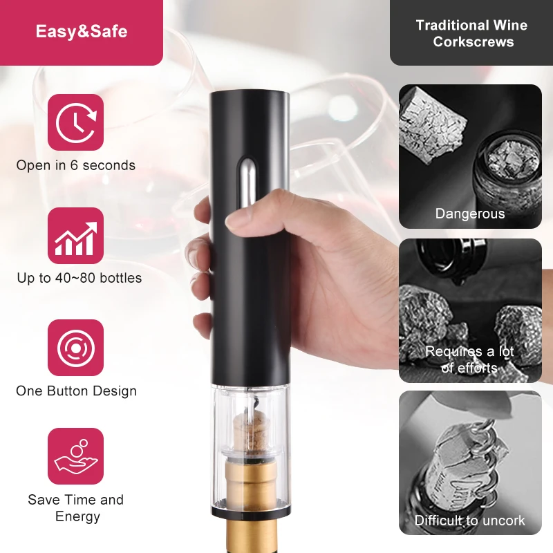 Factory wholesale Appearance patent intelligent corkscrew wireless electric wine opener