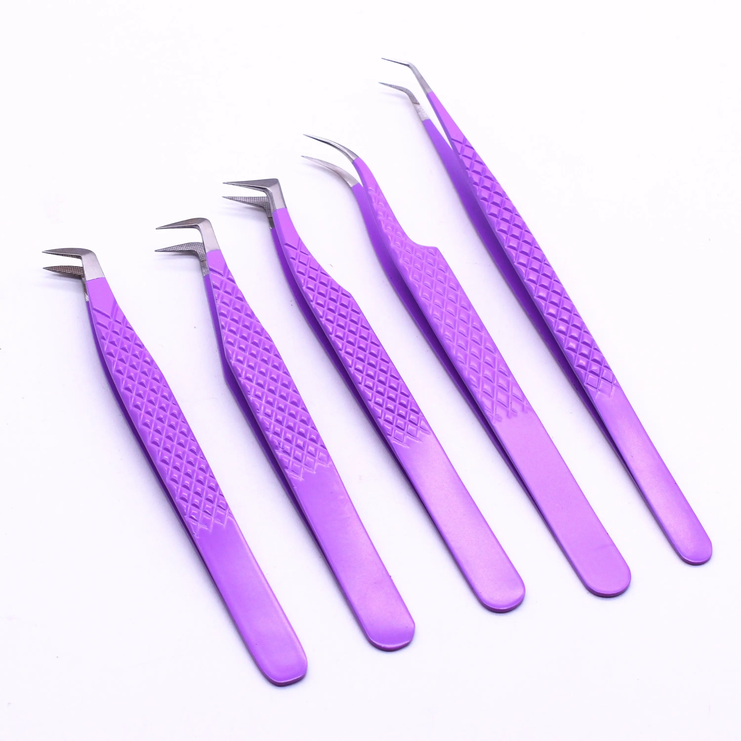 Diamond Grip Eyelash Tweezers Private label fiber tip tweezers 90 degree color eyelash extension  volume lash  tweezers