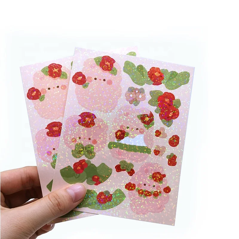 Пользовательская Diy блестящая пена пвх золотая металлическая фольга штамповочная лазерная наклейка радужная пленка голограмма