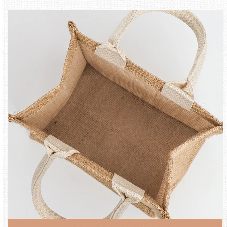 2024 eco friendly strong durable jute tote bags reusable custom logo printed jute shopping bags Natural Burlap Grocery tote bags