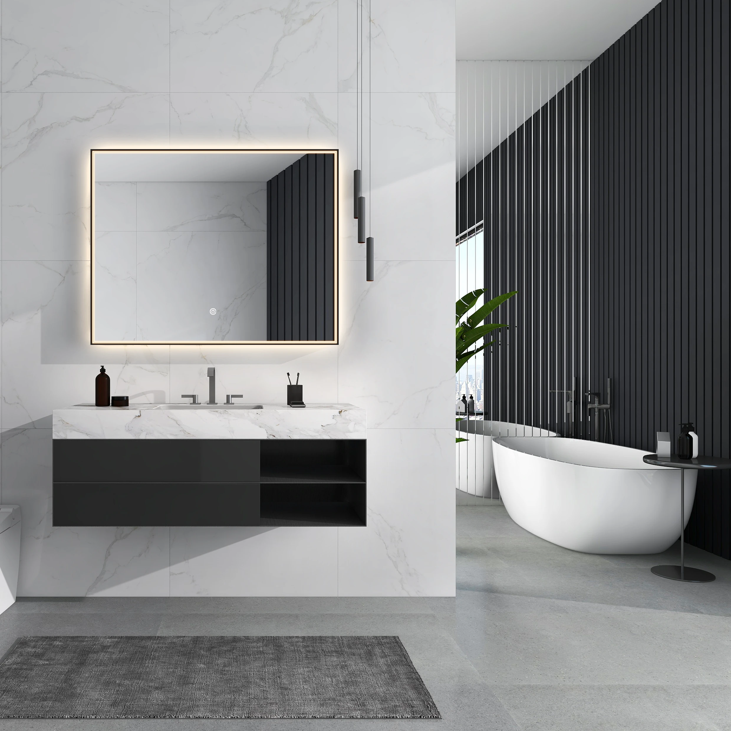 Aluminum Frame LED Backlit smart manufacture bathroom mirror lights vanity makeup mirror