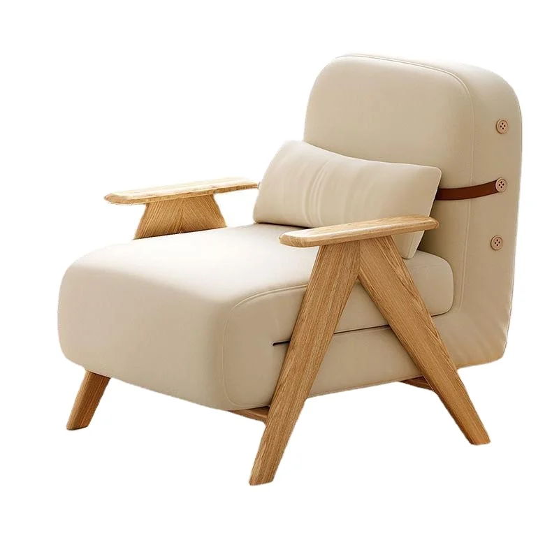 Solid wood folding sofa bed living room single sofa Japanese multi-functional small apartment lazy sofa