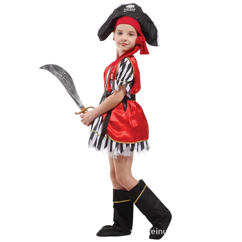 Halloween Girl Child Pirate COS Clothes Pirates of the Caribbean Child Pirate Party Dress Clothes Dress Up