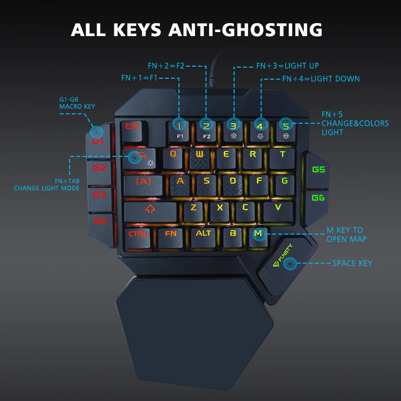 Лидер продаж на Amazon проводная мини-клавиатура с подсветкой для телефона и