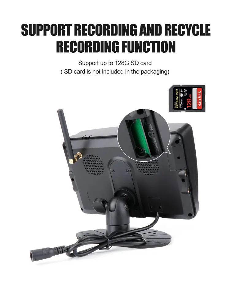 Vehicle Rear View Reversing 7 Inch Wireless type Backup Camera Monitor Truck Cameras  Kit