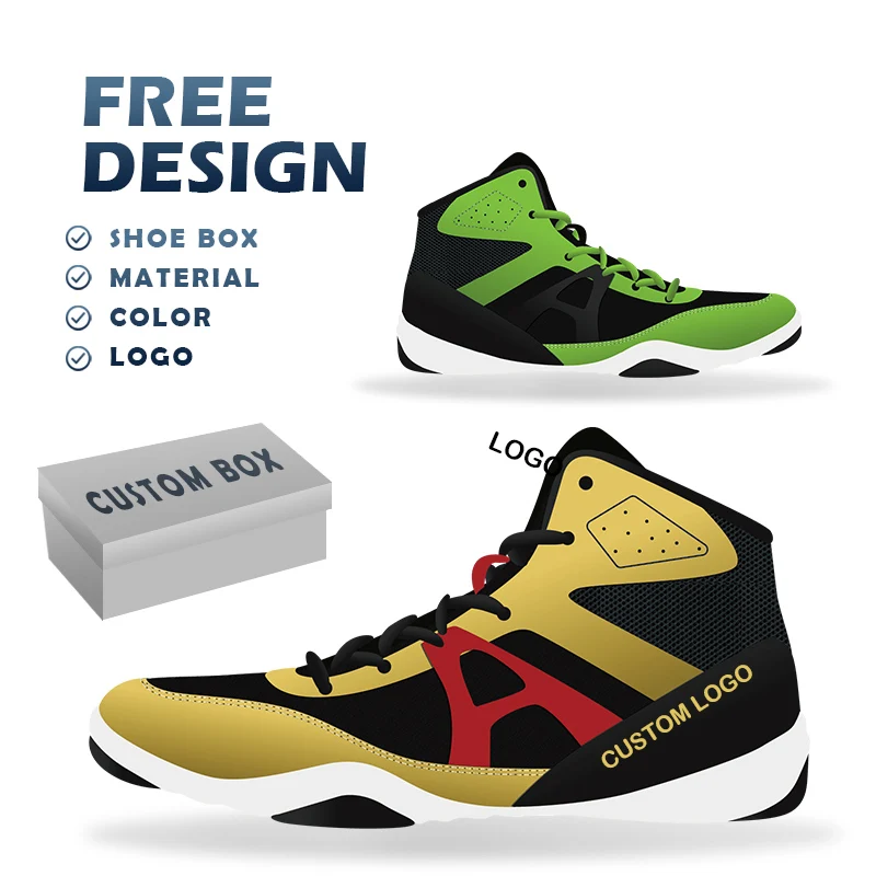 Custom Hot Selling New Style Professional Breathable Leather Boxing Wrestling Shoes For Men