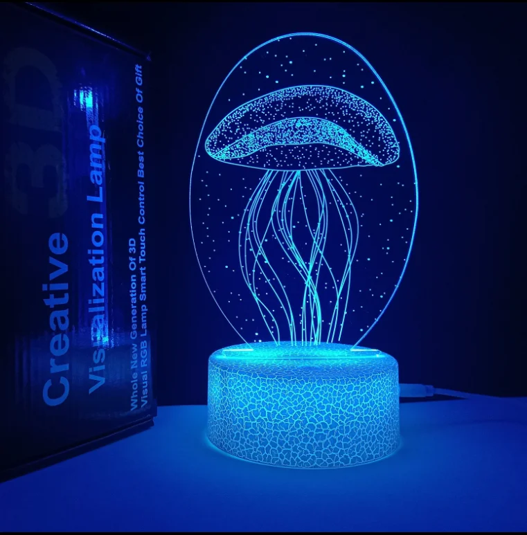 Customized 7-Color Gradual Changing LED Touch Switch USB Table Lamp Modern Jellyfish Illusion Night Bedroom Hotel 5V Electric