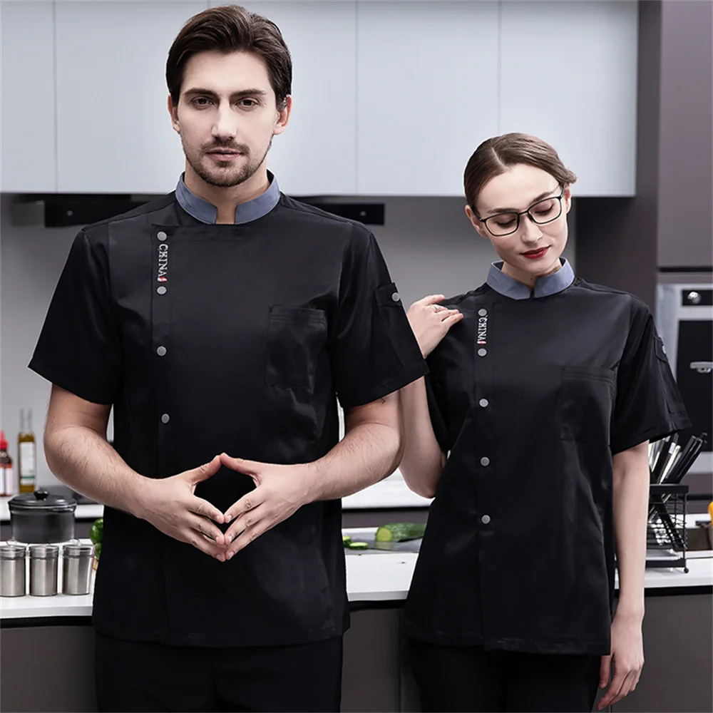 Simple design custom hotel kitchen cotton polyester chef jackets restaurant chinese chef uniforms women
