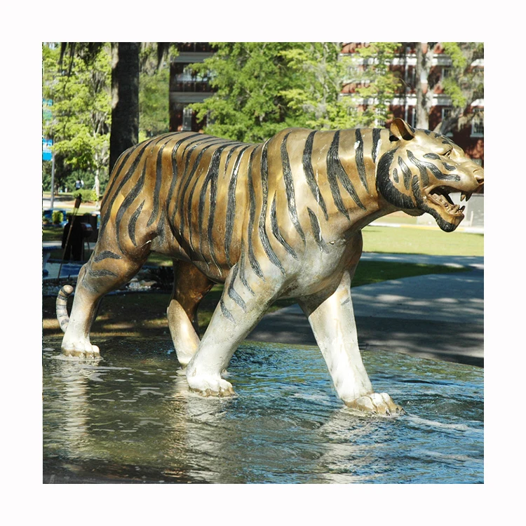 Home decoration metal animal sculpture handmade life size bronze brass tiger statues for sale