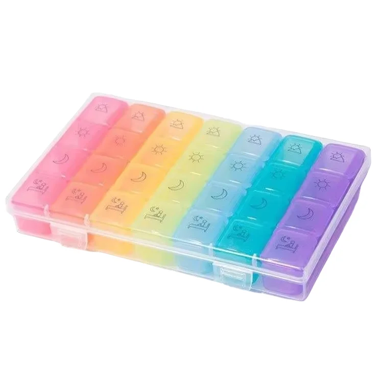 Eco Friendly Travel Size Pill Box 7 Compartments Daily Plastic Pills Box Organizer Custom Weekly Pill Box 7 Days With Logo
