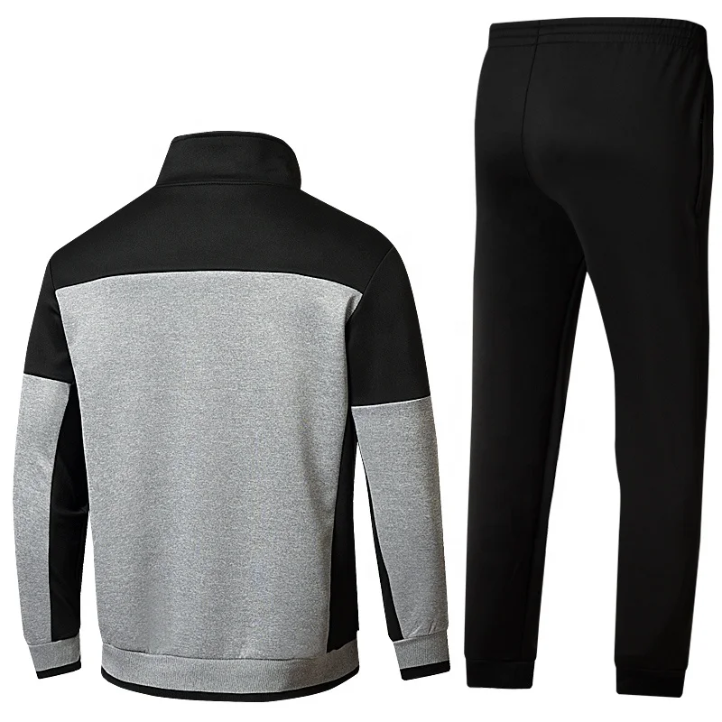 Jogging Running Casual Sport Training Polyester Athletic Black Set For Mens Two Piece Logo Custom Tracksuit