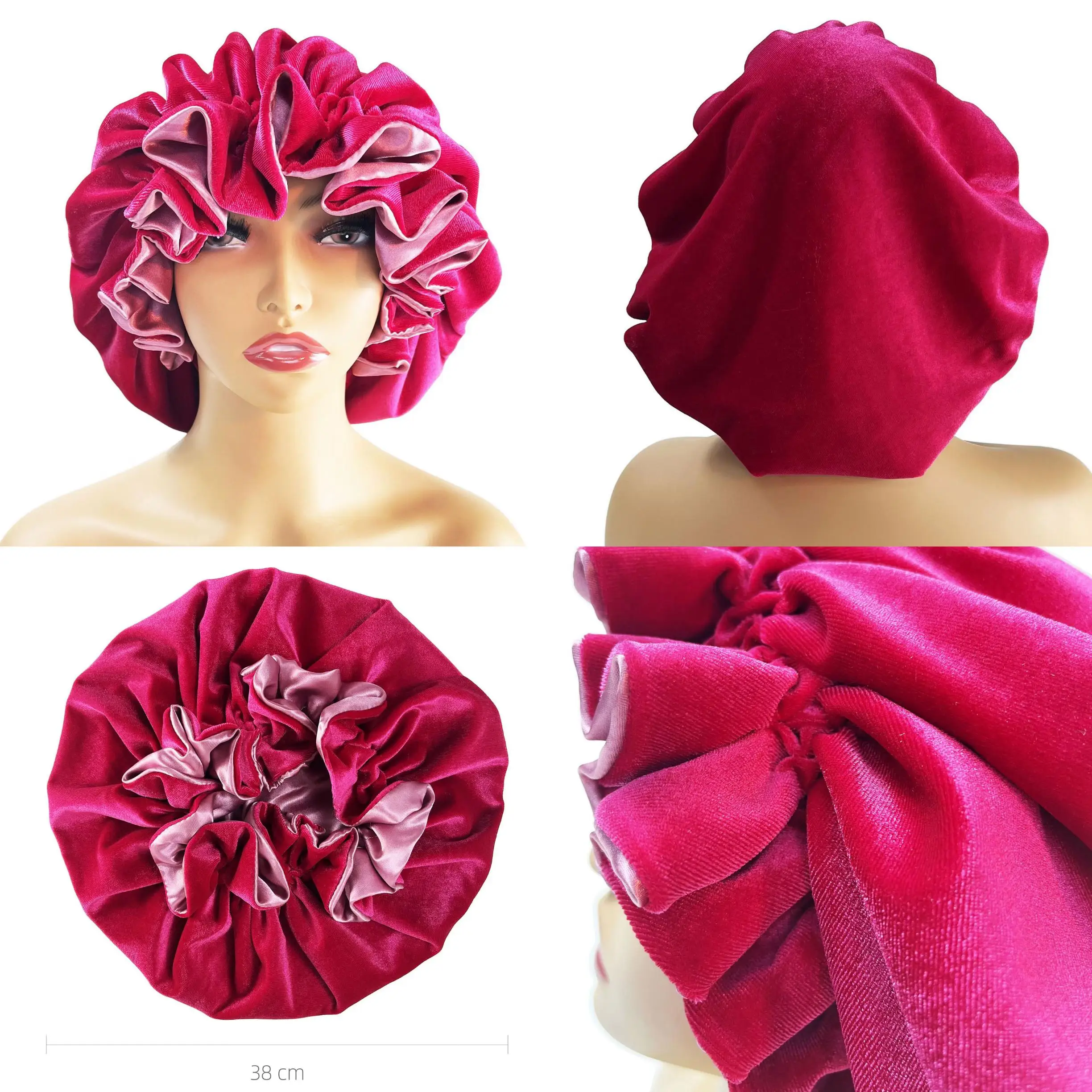 plush silk double side bonnet sleep cap soft hat custom tag satin hair bonnet winter hat