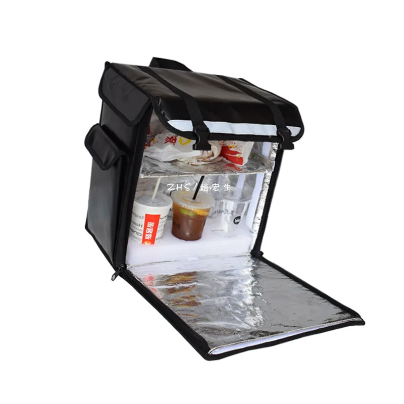 
New style black waterproof durable food delivery backpack outdoor picnic Insulated thermal bag thick delivery cooler bag 