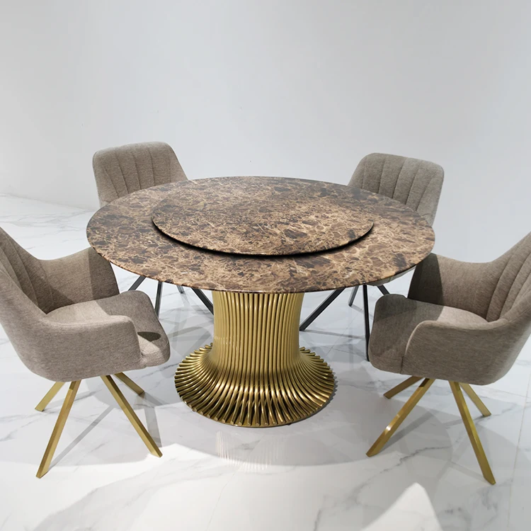 Competitive Price Rotating Chinese Dining Table Classic Round Marble Dining Table Set