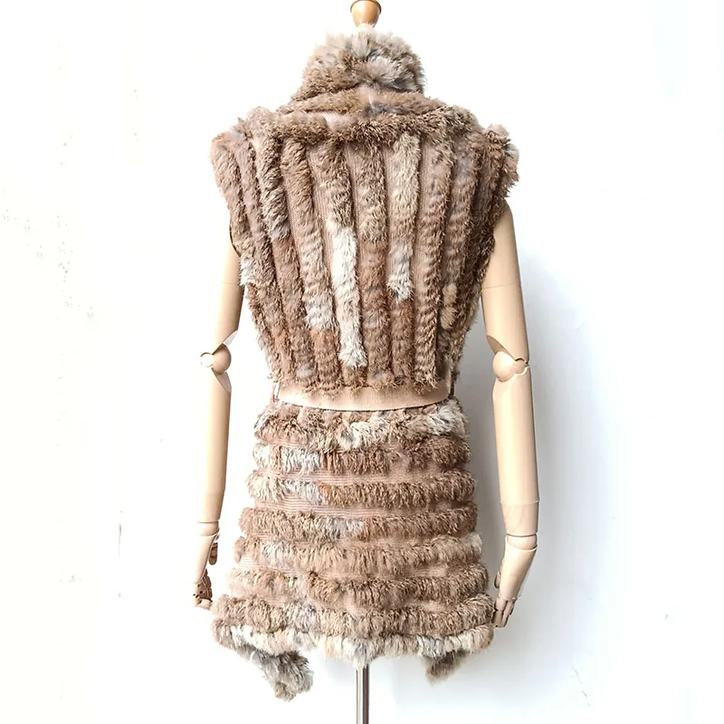 Women Real Fur Vest For 2024 Spring Genuine Rabbit Fur Vests Knitted Ladies Autumn Fur Gilet Natural Rabbit Gilets Female
