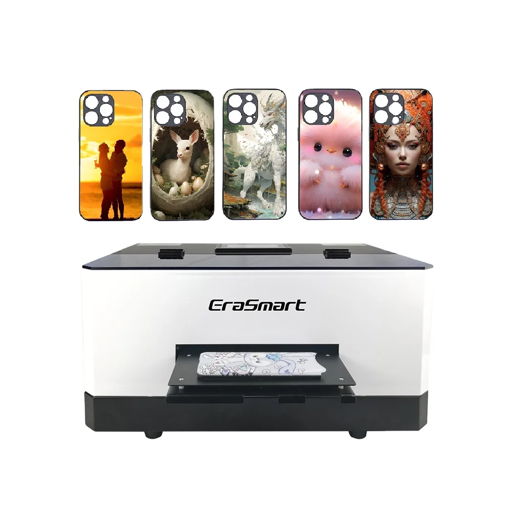 Erasmart A5 UV Printing Machine Inkjet UV Flatbed Printer Machine for Small Business Acrylic Phone Case Cover Printer