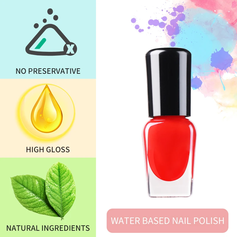 Halal Colors Water Based private label Glitter Nail Polish Supplier Healthy Water Nail Polish