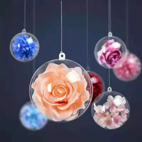 Plastic Transparent Bauble Hanging Pendant Openable Tree Ornament Clear Fillable DIY Christmas Ball  Wedding Decoration