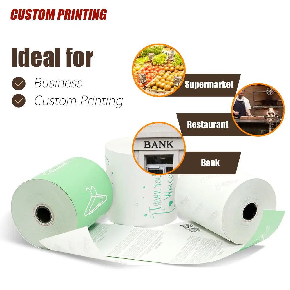 57x40mm/Customized Size Thermal Paper Rolls White Cash Register POS Receipt Paper (50 Rolls) thermal tape