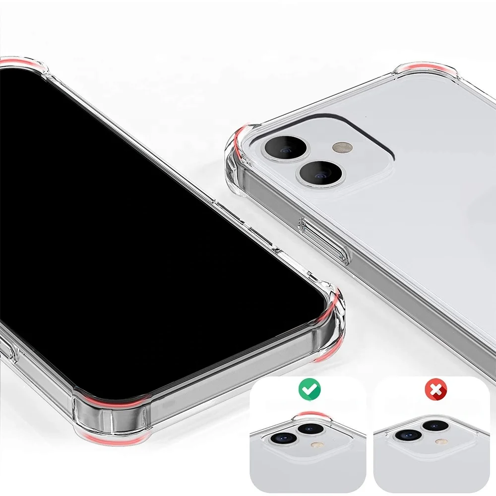 Противоударный чехол для телефона iPhone 13 12 11 8 7 6 Pro Max Xs X прозрачный из ТПУ оптовая
