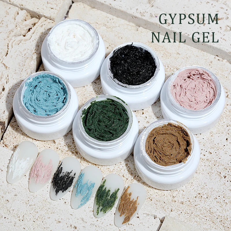 Gypsum Gel Nail Plaster Glue White Black 3D Sand Texture solid Nail Art Polish Varnish DIY Create Drawing Design