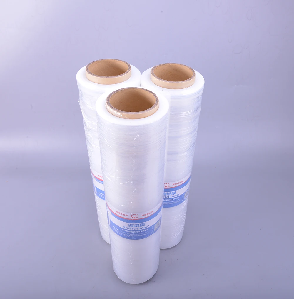 Factory price golden supplier pallet wrap plastic pe lldpe hand wrapping film cast stretch roll wrap film jumbo roll